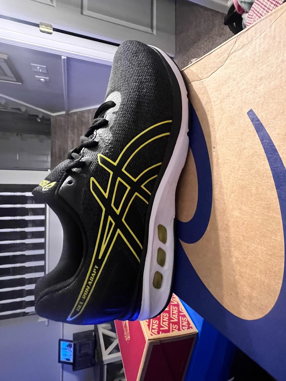ASICS Gel-Run Adapt Black Athletic Running Shoe with Yellow Accents